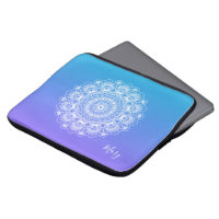 White mandala purple and blue ombre monogram