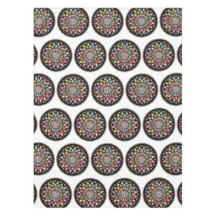 White Mandala Rainbow Indian Pattern Tablecloth