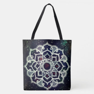White mandala tote bag