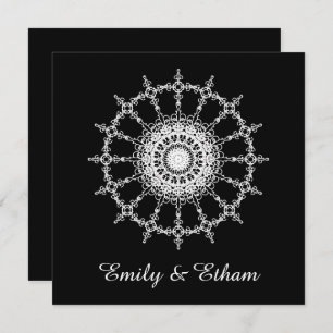 White Mandala Wedding Design Invitation