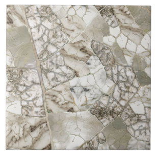 White Marble and Pearl Leaf structure Tile