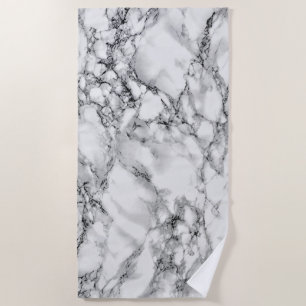White Marble Beach Towel