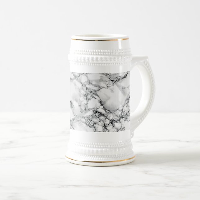 White Marble Beer Stein (Front Right)