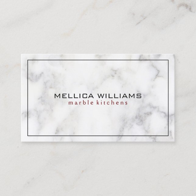 White Marble Black Border Business Card (Front)