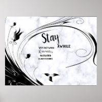 White Marble, Black Filigree Graphic
