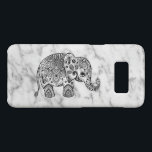 White Marble & Black Floral Paisley Elephant Case-Mate Samsung Galaxy S8 Case<br><div class="desc">Elegant black vintage floral paisley lace elephant design with image go white and grey marble texture</div>