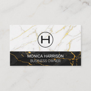 White Marble Black Gold Marble Business Card