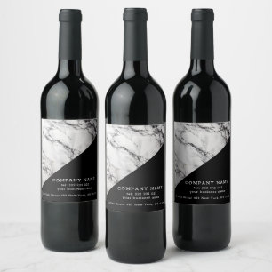 White Marble Black Grain Wine Label