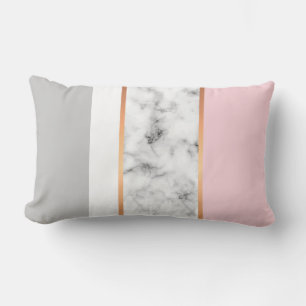 White Marble Blush Pink Gold Colorblock Lumbar Cushion