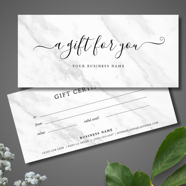 White Marble Business Gift Certificate Elegant (White Marble Gift Certificate)