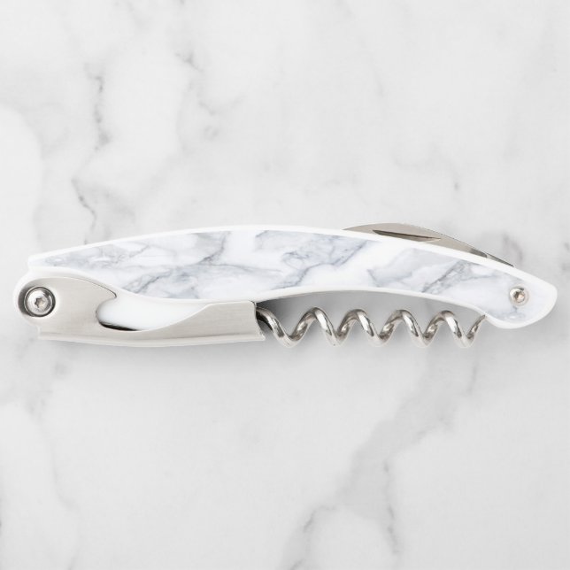 White Marble Carrara Calacatta Texture Corkscrew (Front)