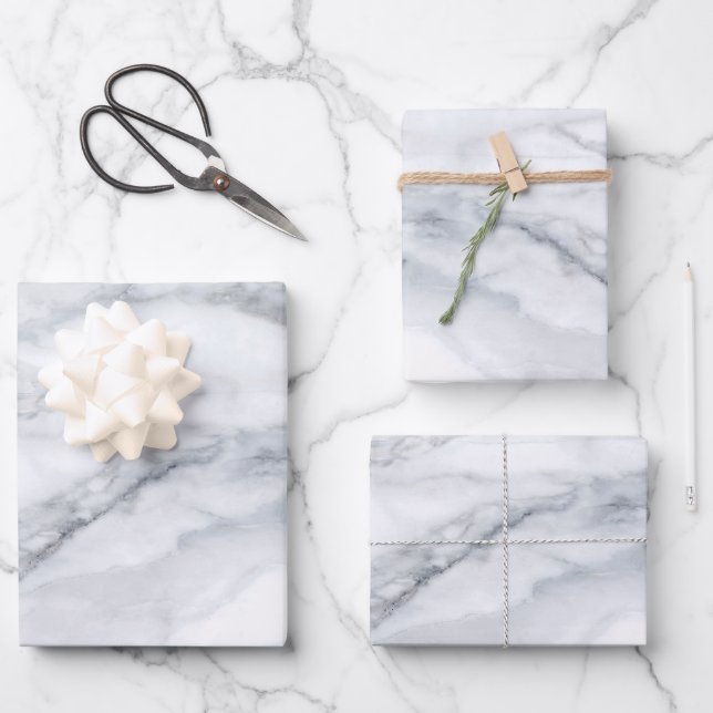 White Marble Carrara Calacatta Texture Wrapping Paper Sheet (Front)