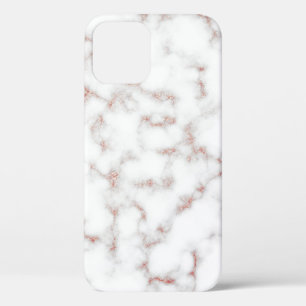 White Marble Carrara Rose Gold Glitter Texture iPhone 12 Pro Case