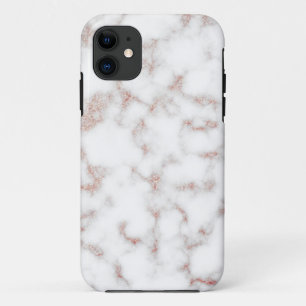 White Marble Carrara Rose Gold Glitter Texture Case-Mate iPhone Case