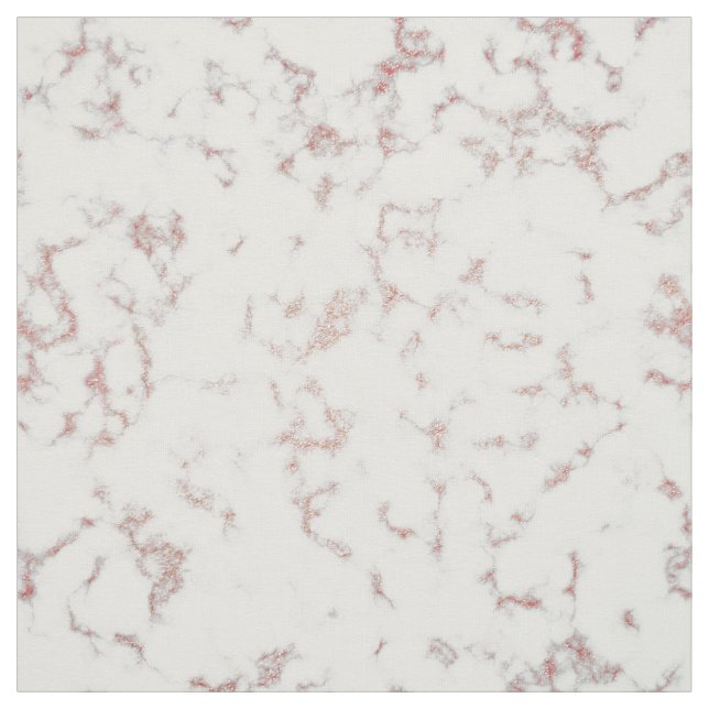 White Marble Carrara Rose Gold Glitter Texture Fabric (Swatch)