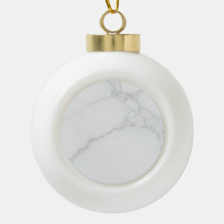 White Marble Ceramic Ball Christmas Ornament