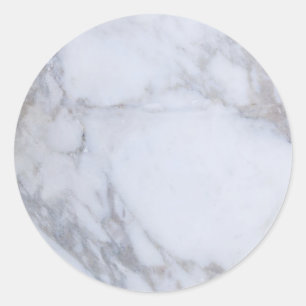 White Marble Classic Round Sticker