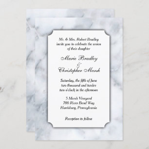 White Marble Classy Wedding Invitation