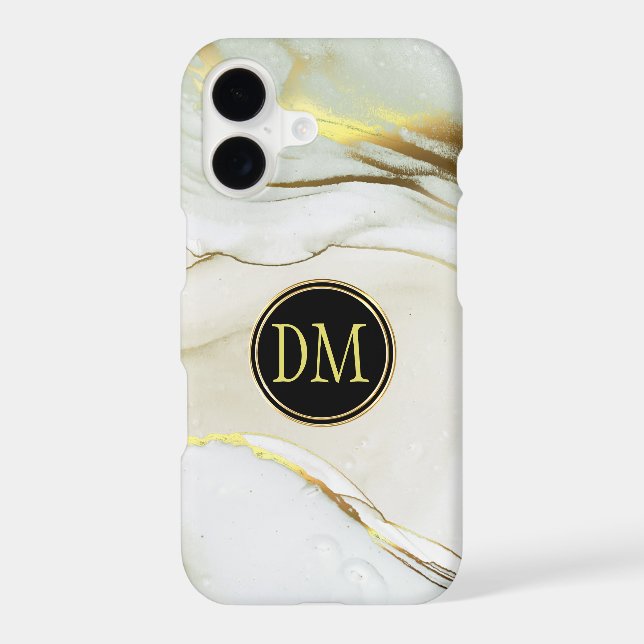 White Marble Cloud Gold Lace Monogram (Back)