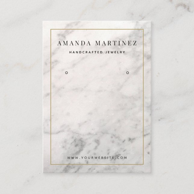 White Marble Earring Display Business Card (Front)