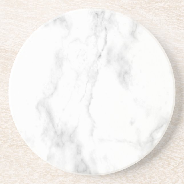 White Marble Elegant Design Trendy Template Round Coaster (Front)