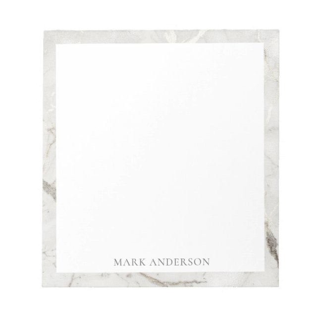 white marble elegant monogram notepad (Front)