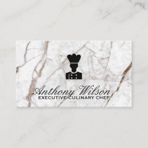 White Marble Executive Chef Culinary Business Card