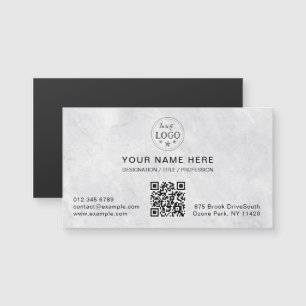 White Marble Finish Magnetic Business Card