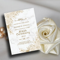 White Marble Floral Lace Islamic Muslim Nikah Wedd