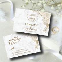 White Marble Floral Lace Islamic Muslim Wedding