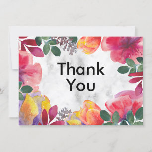 White Marble Flower Thank You Card