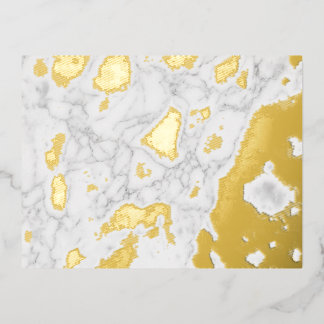 White Marble Foil Holiday Postcard