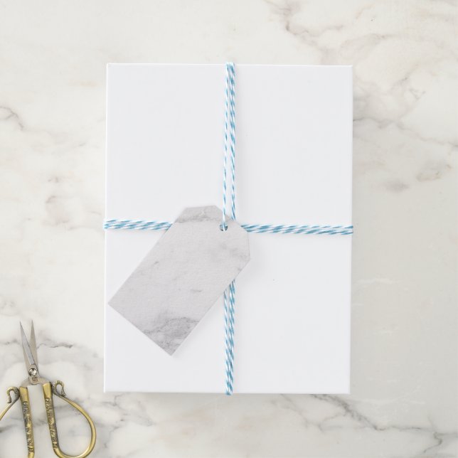 White Marble Gift Tags (With Twine)