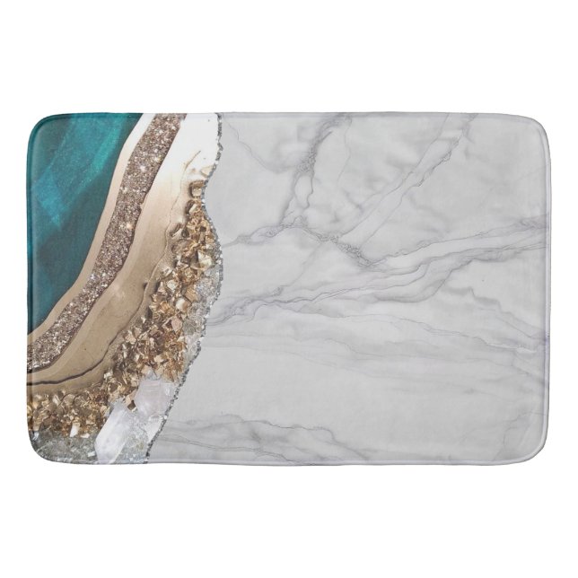 White Marble Gilded Black Agate Bath Mat (Front)