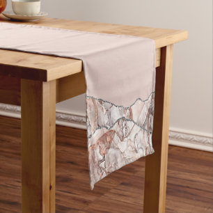 White Marble Gilded Blush Pink Agate Short Table Runner