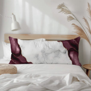 White Marble Gilded Burgundy Red Agate Body Cushion