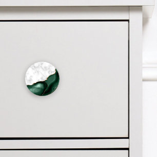 White Marble Gilded Emerald Green Agate Ceramic Knob