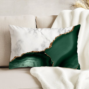 White Marble Gilded Emerald Green Agate Decorative Cushion