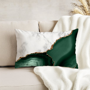 White Marble Gilded Emerald Green Agate Decorative Cushion