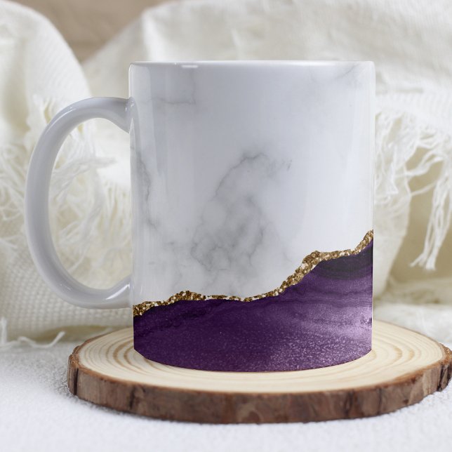 White Marble Gilded Purple Agate Coffee Mug (Creator Uploaded)