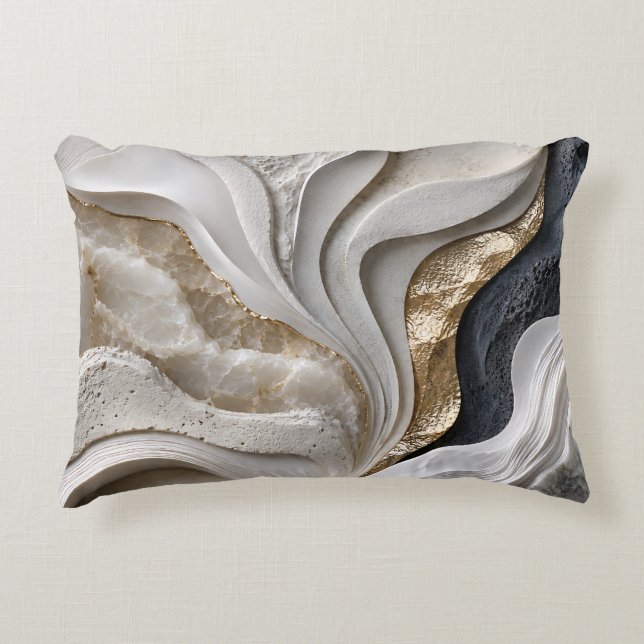 White Marble Gold Abstract | Luxury Throw Pillow (Front)
