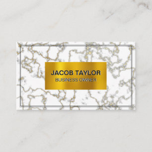 White Marble Gold Flake Texture Business Card