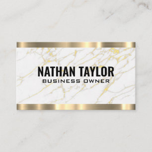 White Marble Gold Foil Golden Metallic Business Card
