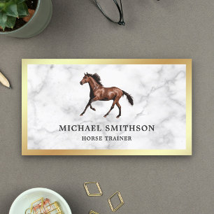 White Marble Gold Foil Horse Riding Instructor Business Card
