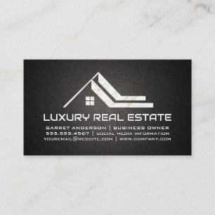 White Marble Gold House Roof Logo Business Card