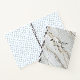 White Marble Gold Notebook