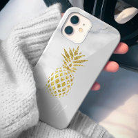 White Marble Gold Pineapple Monogram