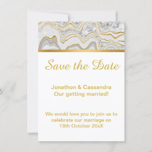 WHITE MARBLE  GOLD SAVE THE DATE