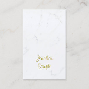 White Marble Gold Script Template Luxury Modern Business Card