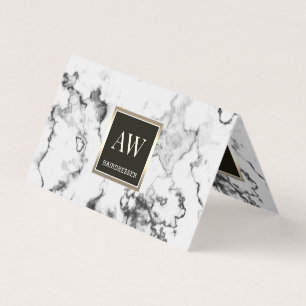 White marble golden frame loyalty card